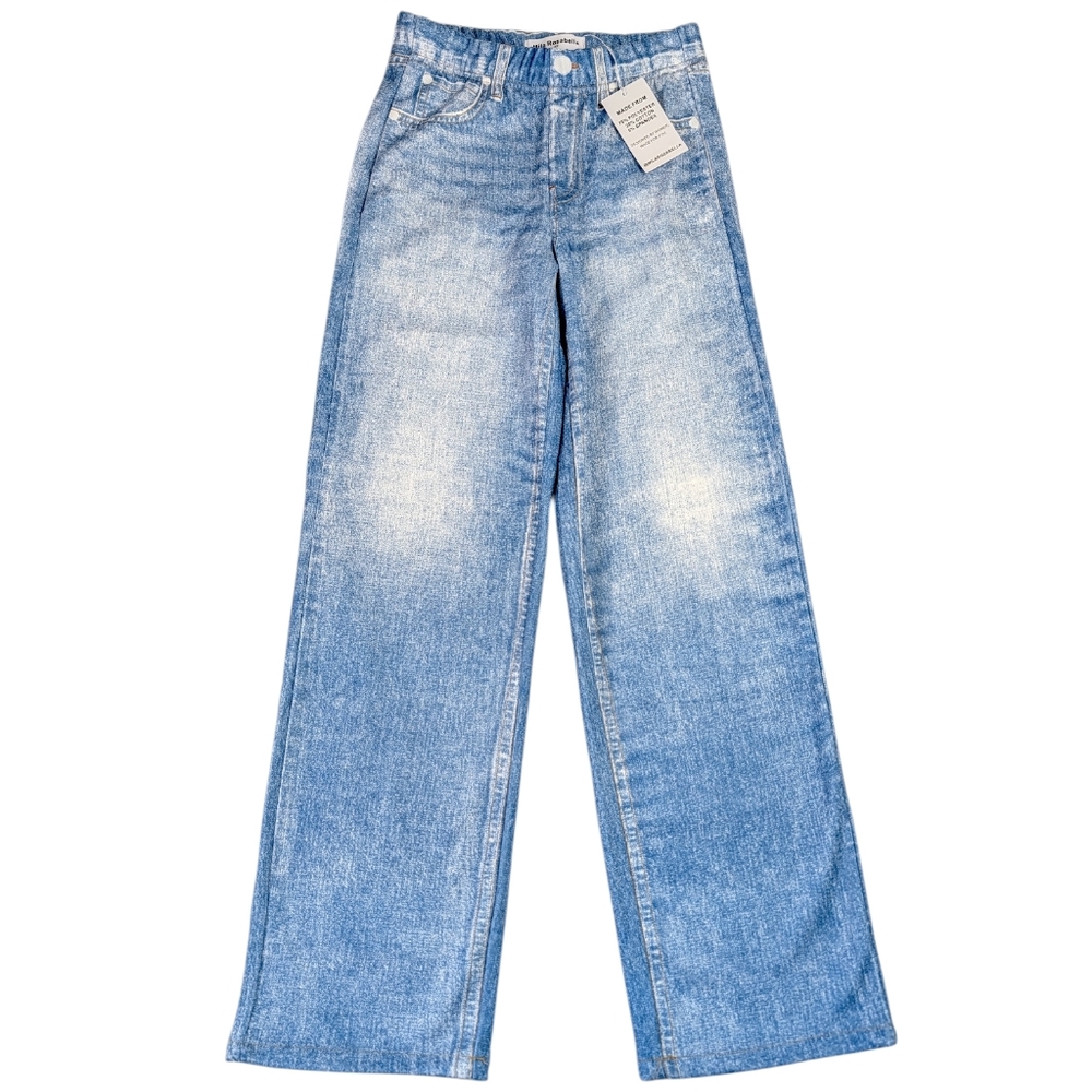 Mila Rosabella Sweatpants XS Wide Leg Faux Jeans Denim Print Pants Pockets